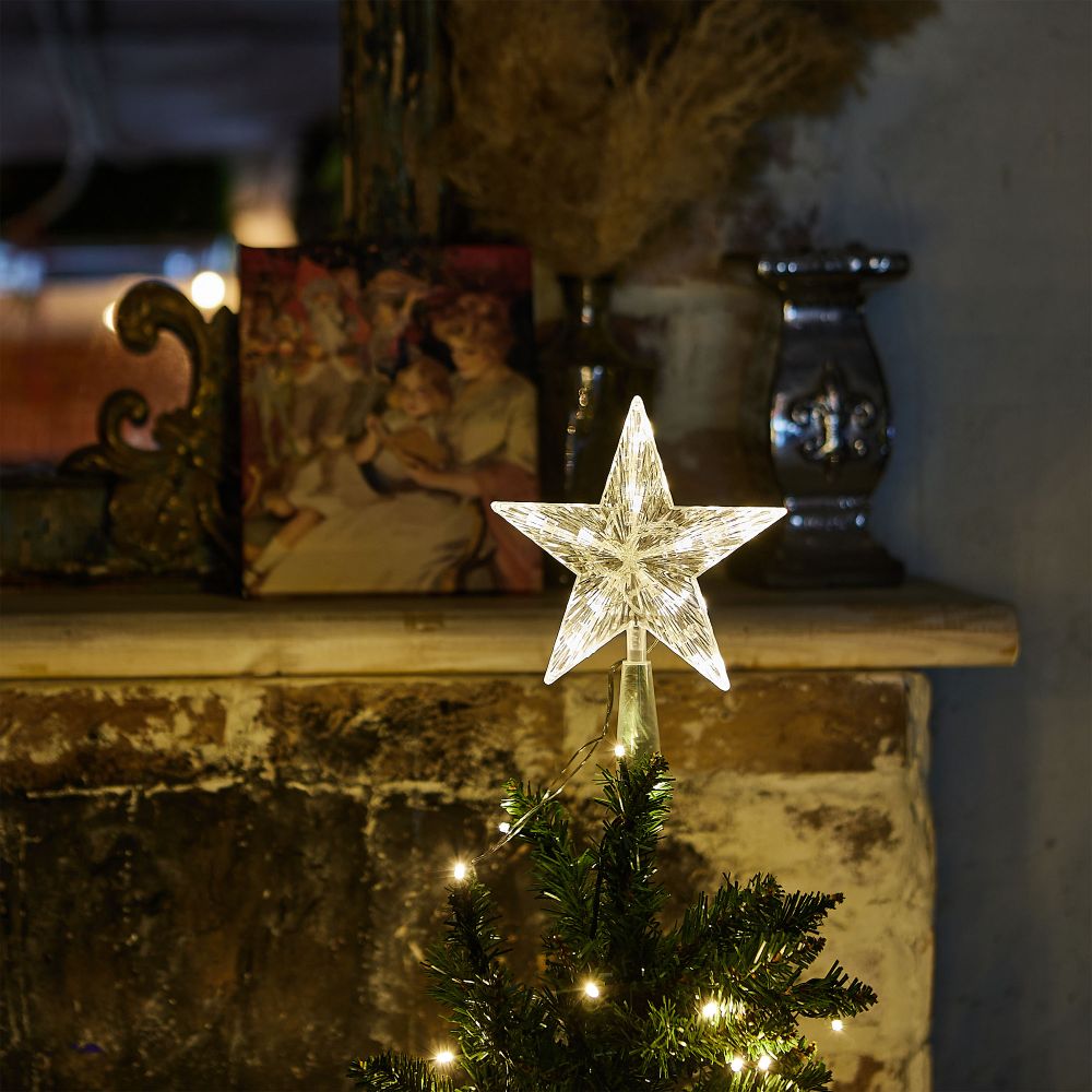 ULD-H1515-010-STB-2AA WARM WHITE STAR-2 Украшение светодиодное для ёлки Звезда-2. 15см. на батарейках не в-к. 10 светодиодов. Теплый белый свет. Прозрачный провод. TM Uniel.