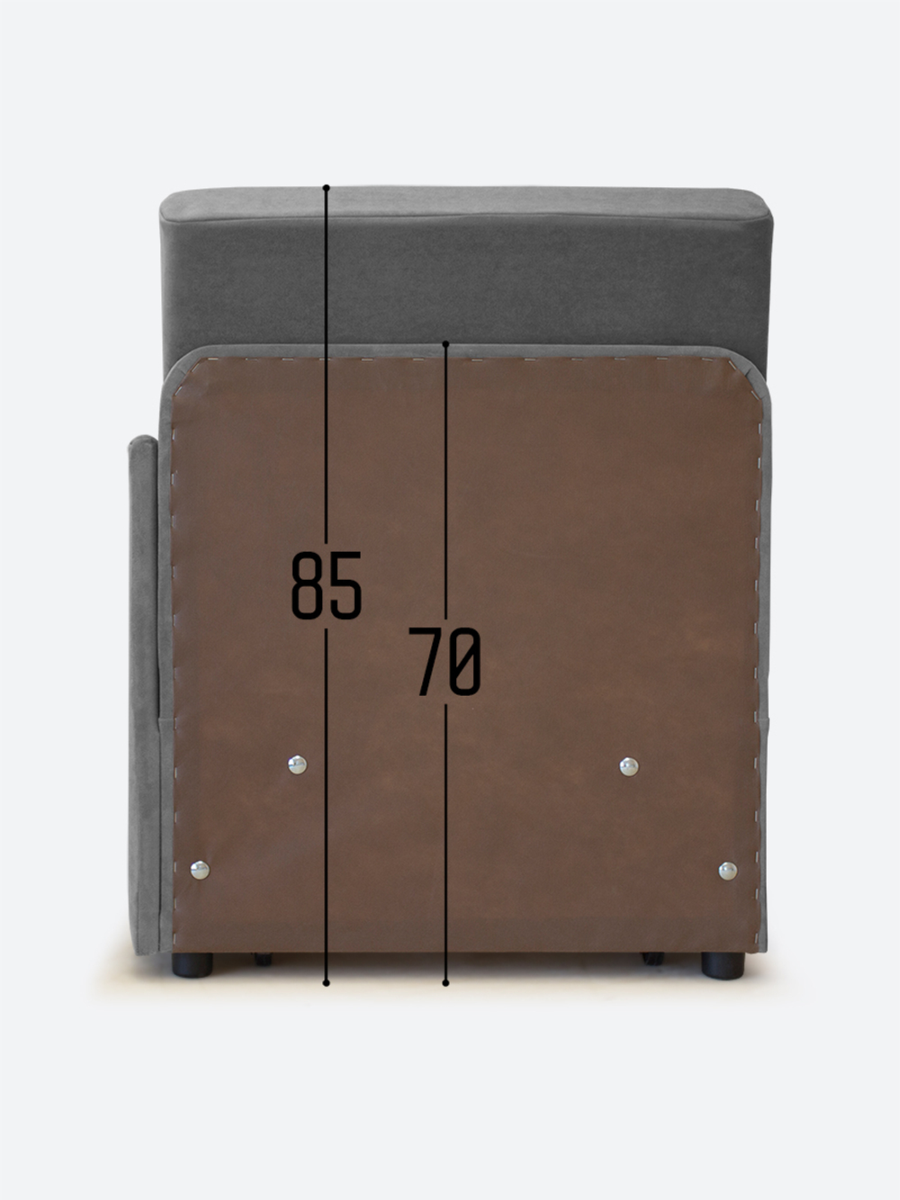 Кресло-кровать "Миник" с левым подлокотником, под правую руку, велюр Candy Grey