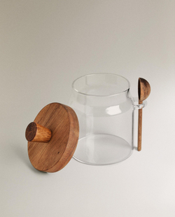 Zara Home сахарница из боросиликатного стекла, цвет бежевый, 15 см