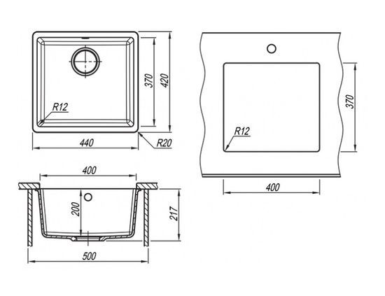 Кухонная мойка FLORENTINA Вега 400 черная