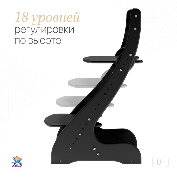 Растущий стул "ПАВЛИН", черный (Фабрика Друг Кузя) - фото: 3 Растущий стул "ПАВЛИН", черный - фото: 3
