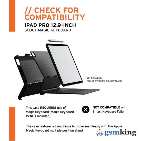 UAG Scout Series Case for Apple iPad Pro 12,9 (5rd Gen, 2021) Black (Чёрный)122948114040