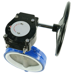 Water Butterfly Valve Elephant WCB-316L-PTFE-RDN, body material - carbon steel WCB, disk material - stainless steel AISI 316L, seal - PTFE, gear operated