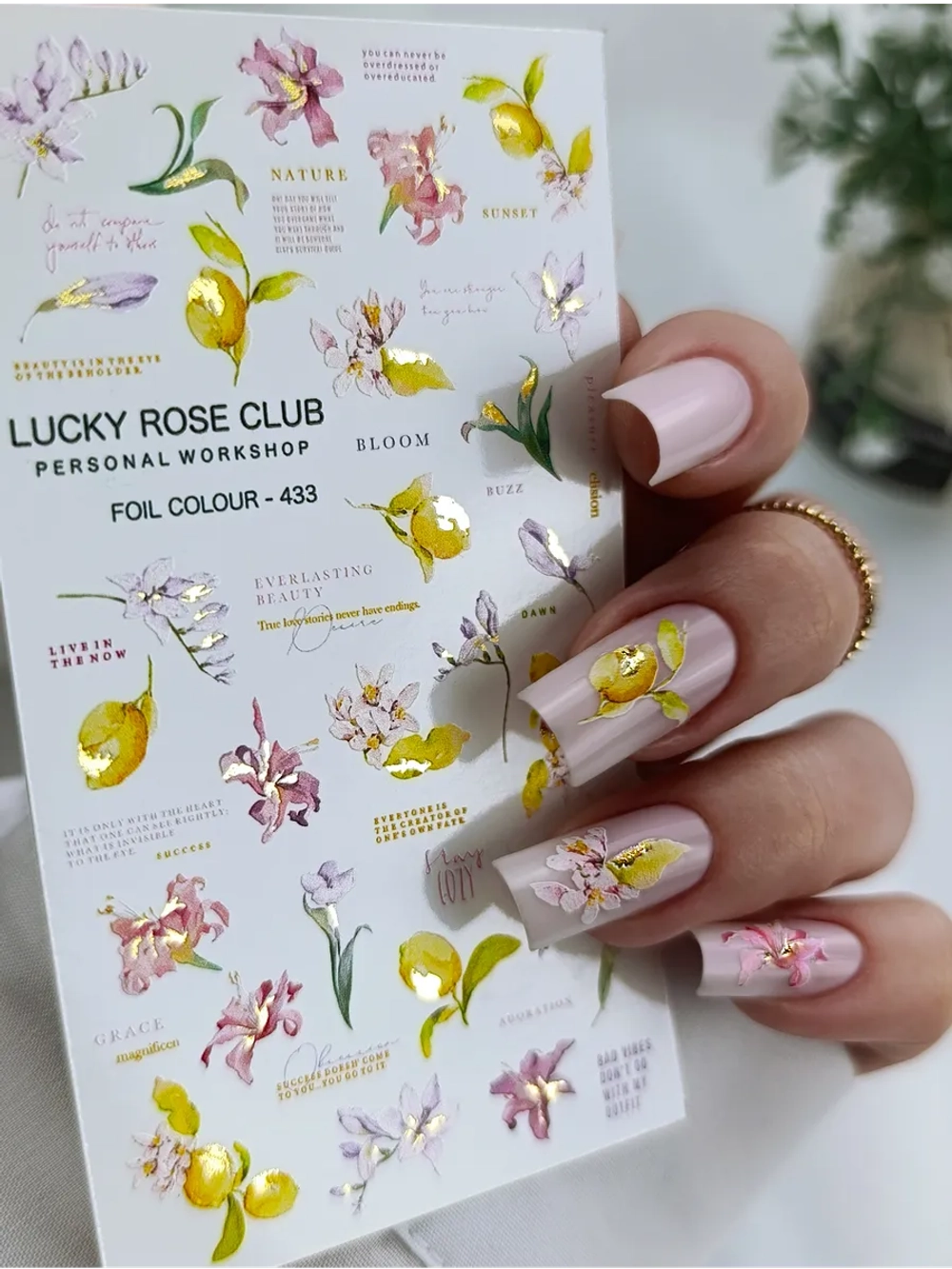 Lucky Rose Слайдеры наклейки для длинных ногтей 433