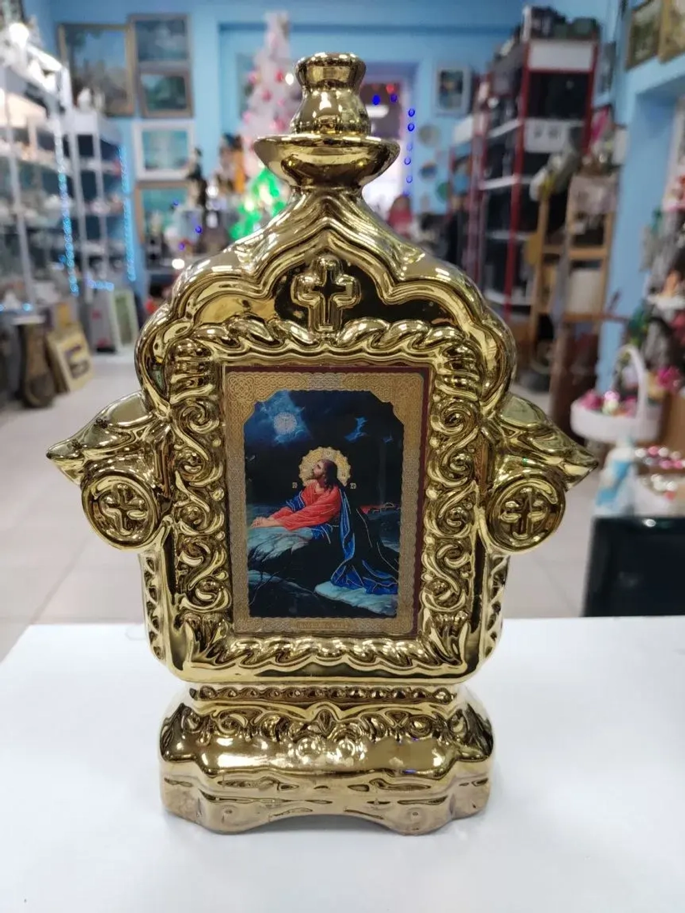 Фарфоровый настольный киот-подсвечник. Моление о чаше.