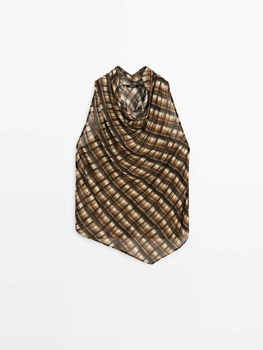 Massimo Dutti Струящийся топ с сборками, горчично-желтый