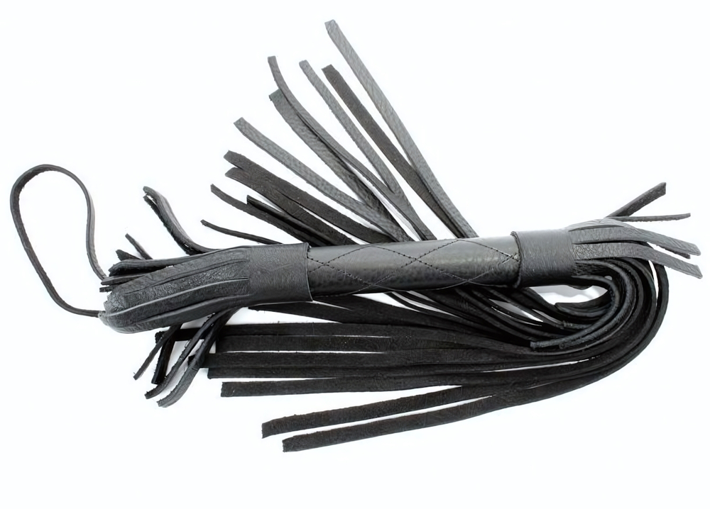 Чёрная плетка из натуральной кожи - 45 см. (Цвет: черный)