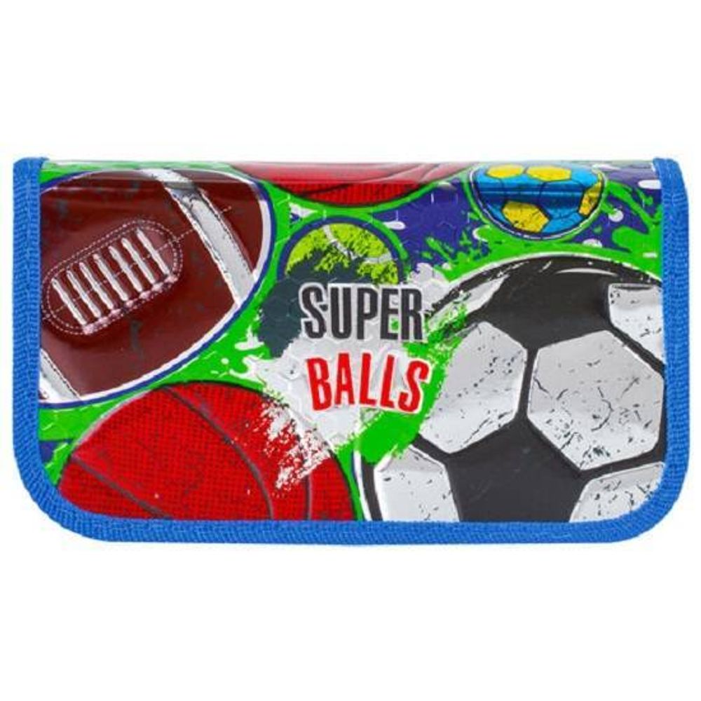 Пенал 2 отделения 190*110 Brauberg Супер-мячи, металлизированный картон, конгрев
