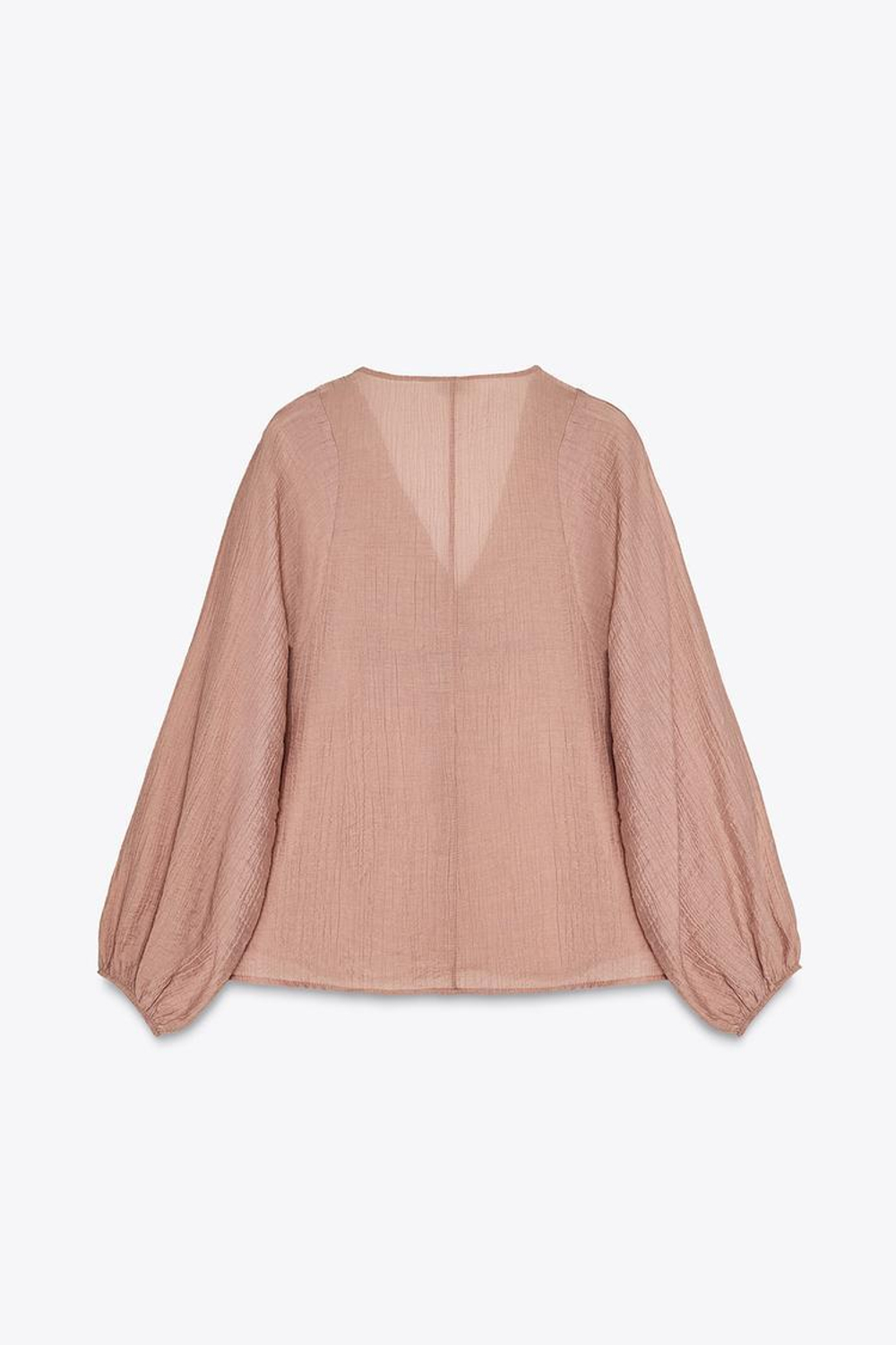 ZARA БЛУЗА ИЗ РЕЛЬЕФНОЙ ТКАНИ С КРУЖЕВОМ КРОШЕ, ЦВЕТ РОЗОВОГО ДЕРЕВА