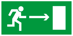 Е 03 "Направление к эвакуационному выходу направо"
