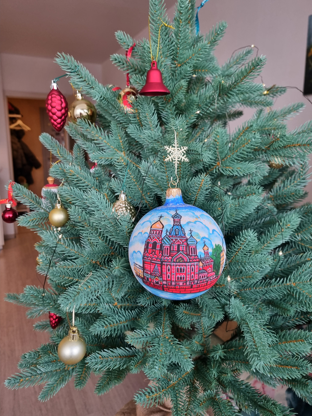 Шар стеклянный "Спас на крови",  ручная роспись