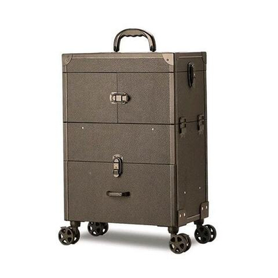 Бьюти кейс на колесиках для мастеров с зеркалом и выдвижной ручкой. 43,5Х37Х24 СМ. Цвет черный.