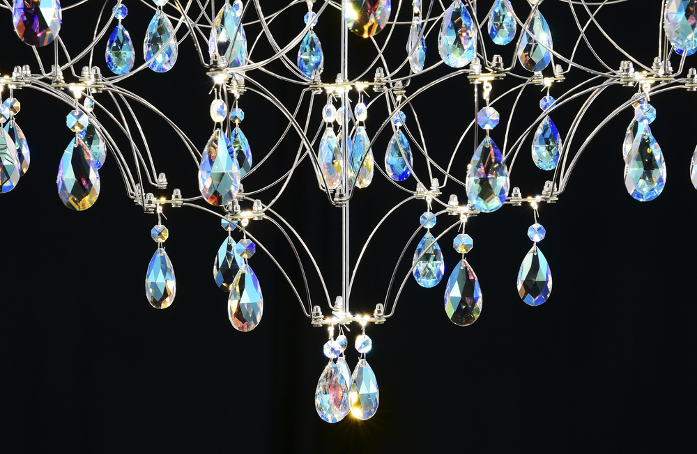 Подвесная люстра светодиодная с пультом и хрустальными подвесками K9 MyFar Allegria MR2640-66P-50СD