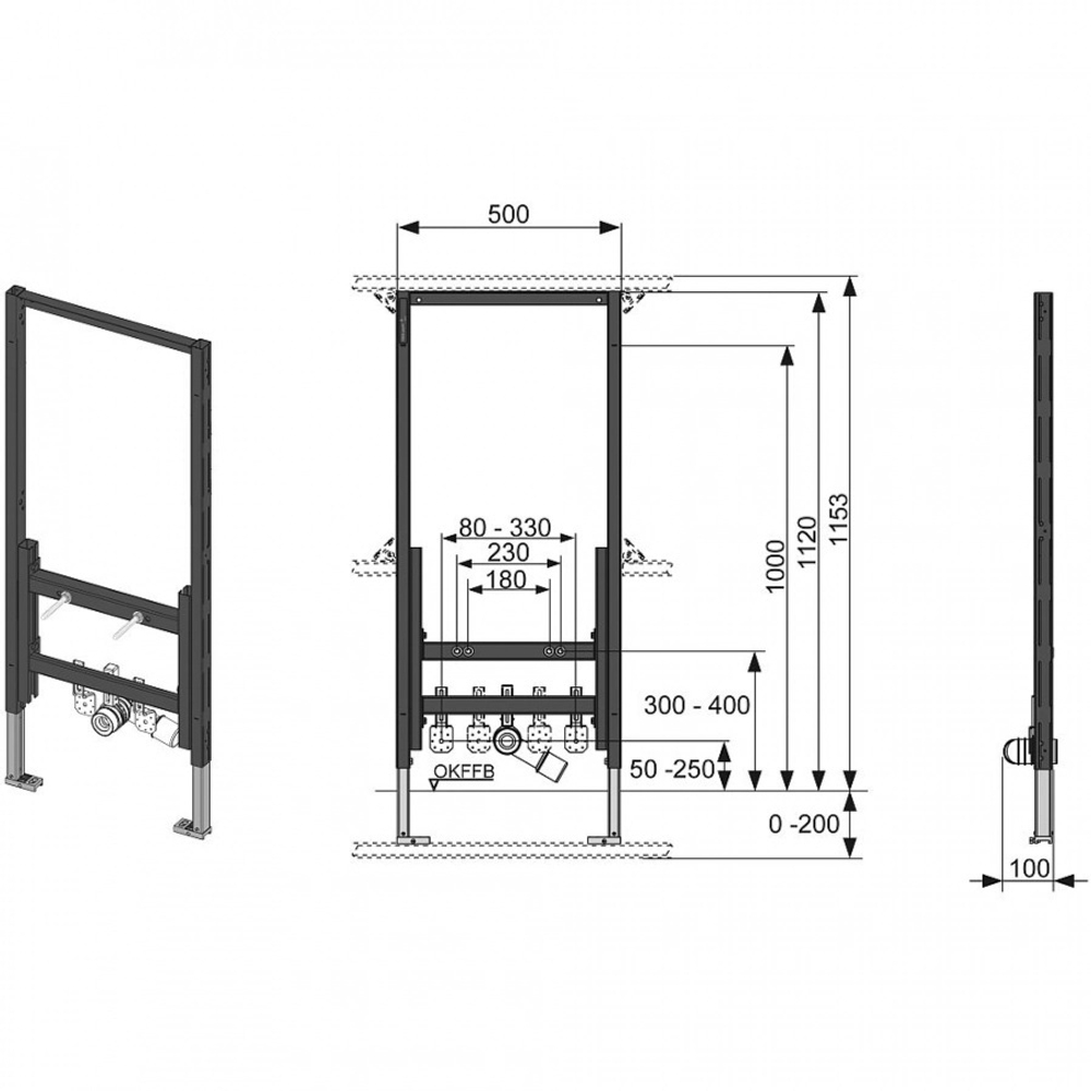 Инсталляция для подвесного биде TECE  TECE Profil 9.330.000
