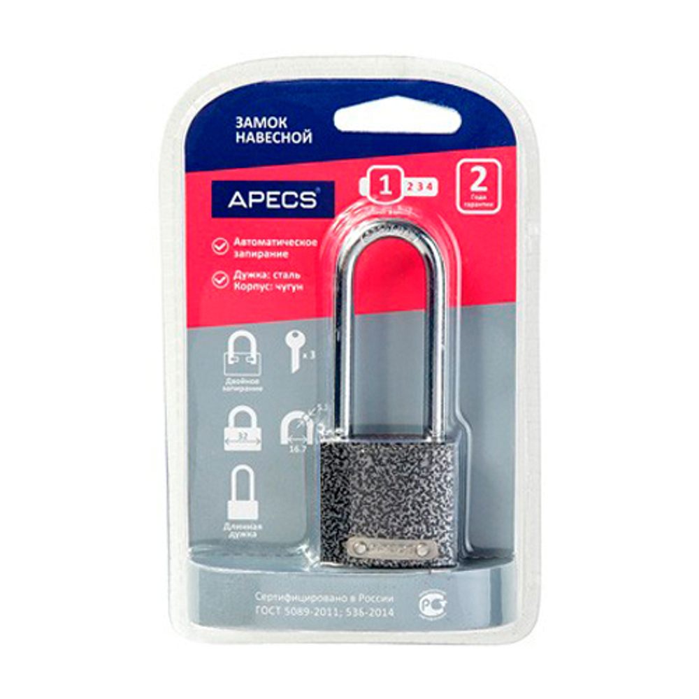 Замок навесной Apecs PD-01-32-L-Blister
