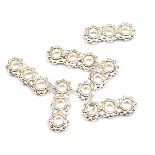 Разделитель на три нити 13х5 мм, светлый родий