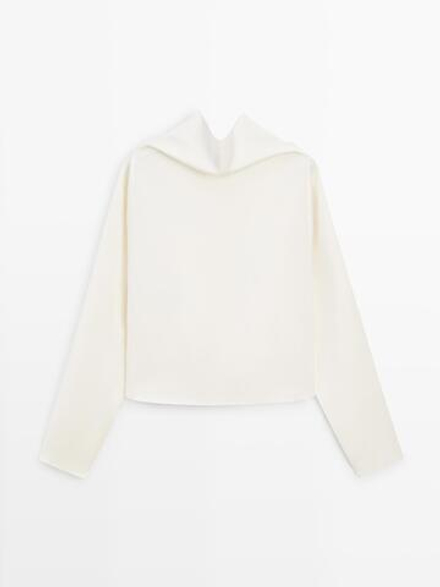 Massimo Dutti Топ свободного кроя с V-образным вырезом – STUDIO, натуральный/кремовый