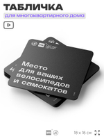 Табличка Место для велосипедов и самокатов, для многоквартирного жилого дома, серия СОСЕДИ SIMPLE, 18х18 см, пластиковая, Айдентика Технолоджи