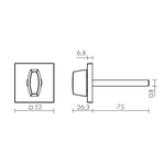 Ручка поворотная BKW8x75.K.TRG52 SSC-16 сатин хром