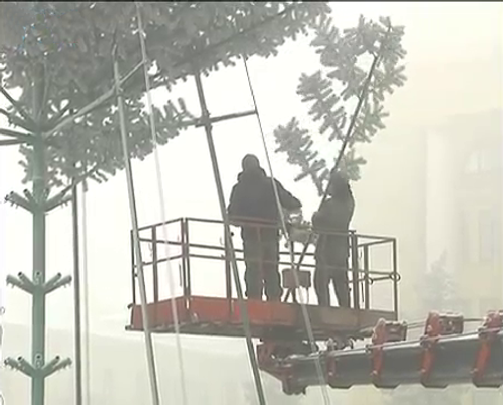 Уличная елка ствольная "Альпийская изумрудная" (пвх бело-зелёная) 11 м