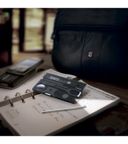 Швейцарская карточка VICTORINOX SwissCard Lite, 13 функций, полупрозрачная чёрная (0.7333.t3)
