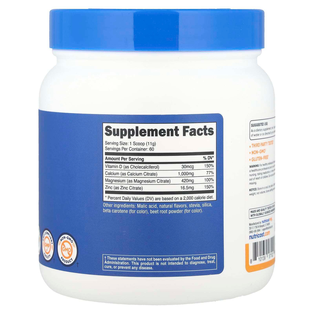 Nutricost, Кальций, магний и цинк с витамином D3, персик и манго, 672 г (24 унции)