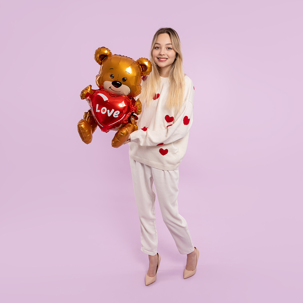 Фольгированный шар-фигура «Мишка с сердцем. Love» AIR, 51 см