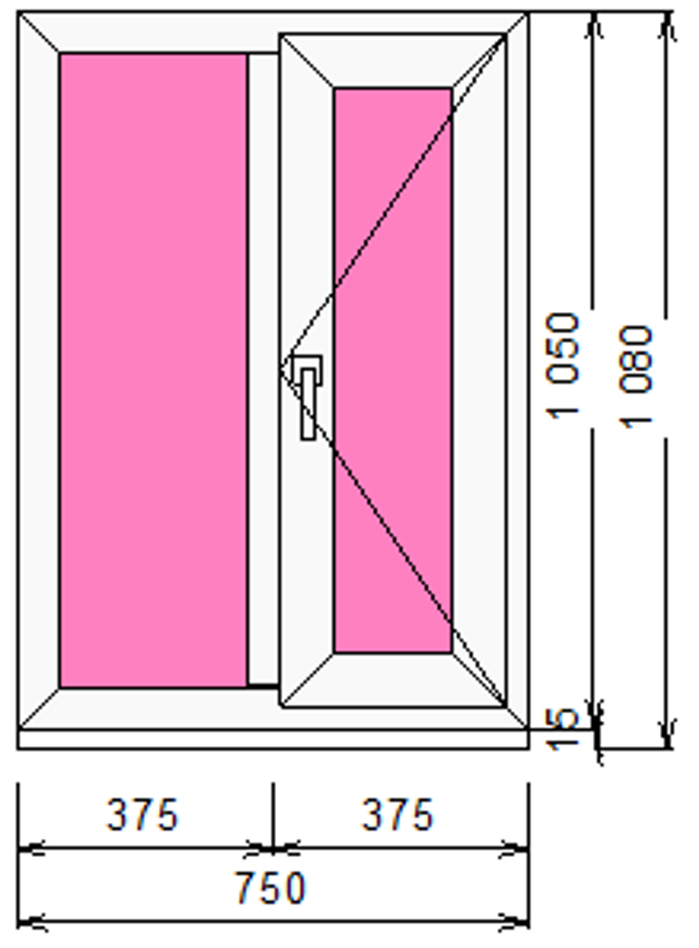 Пластиковое окно 1050 х 750 ТермА Эко