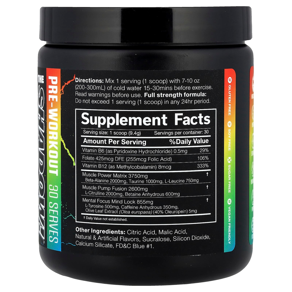 JNX Sports, The Shadow! ®, предтренировочная добавка, кислая конфета, 282 г (9,9 унции)