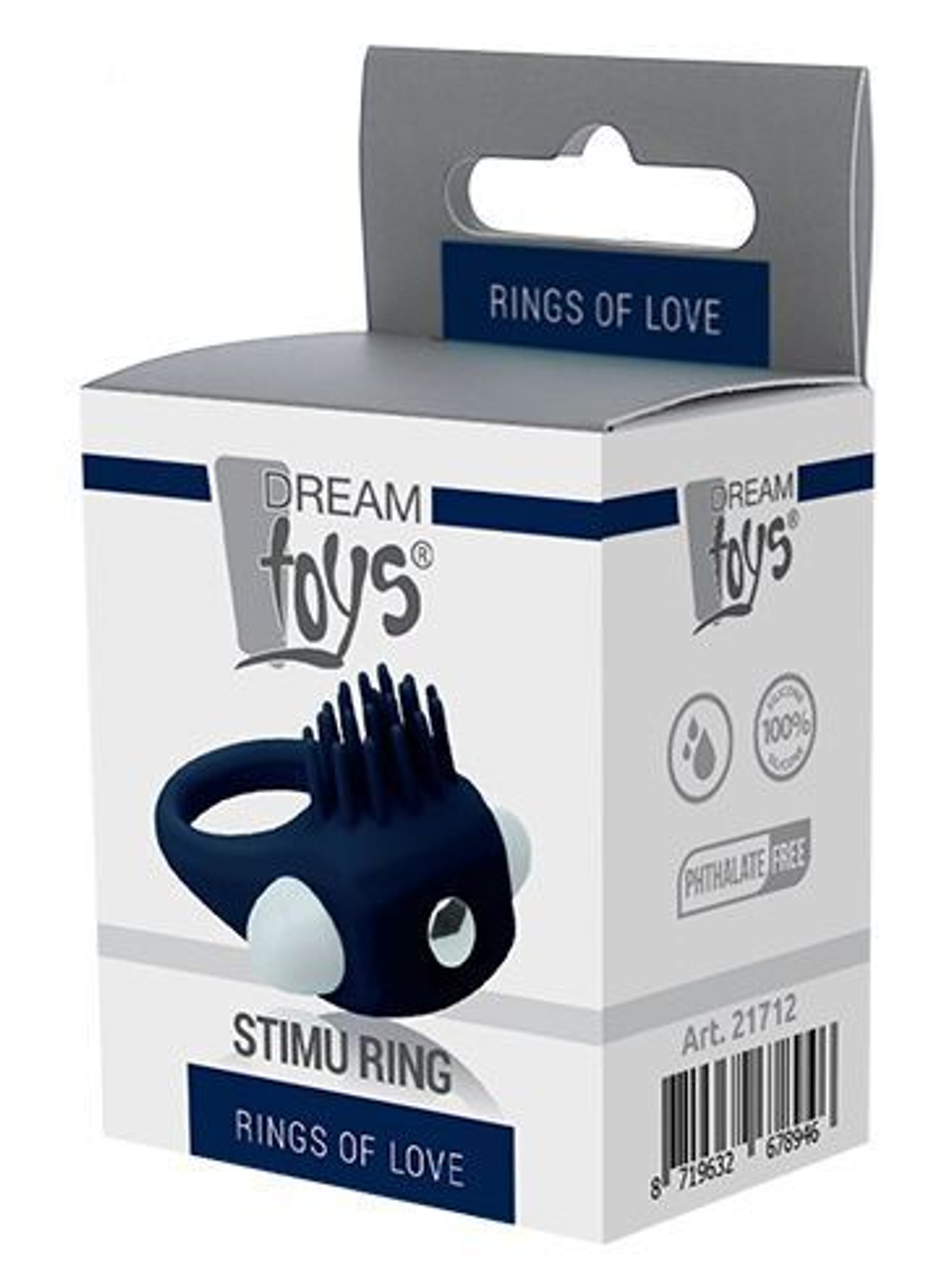 Синее эрекционное виброкольцо Stimu Ring