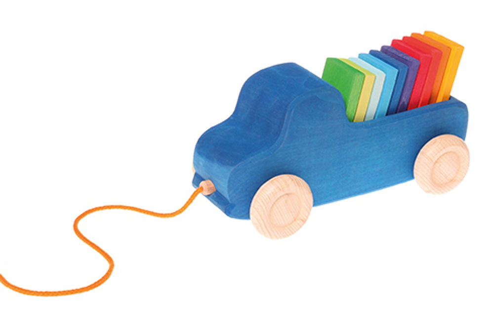 Деревянная машинка "Грузовичок с цветными плашками", 11 деталей