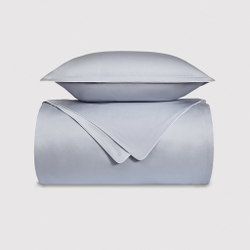 Постельное белье 2 спальное евро Сlaire&Caroll Lune+ серое с белым кантом