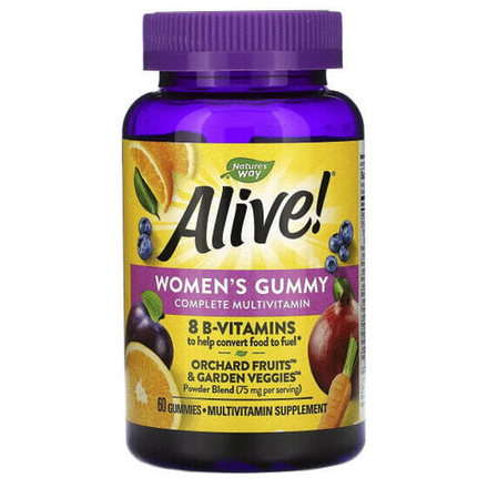 Витаминно-минеральные комплексы Nature's Way, Alive! полноценный мультивитаминный комплекс для женщин, ягодный вкус, 60 жевательных таблеток