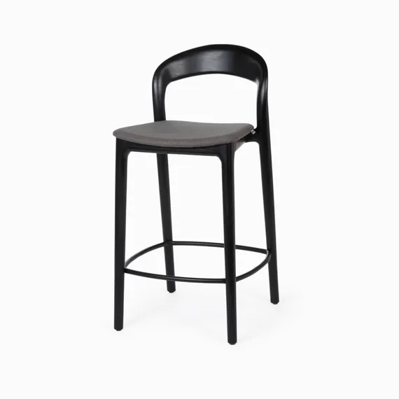 Полубарный стул Esse 65 см, черный, тёмно-серая обивка