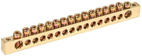 Шина PEN "земля-ноль" 8х12мм 16/2 (16групп/крепеж по краям) IEK