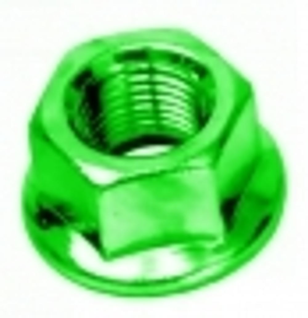 Гайка на ось Ф3/8",с юбкой, из AL 7075, зеленая.
