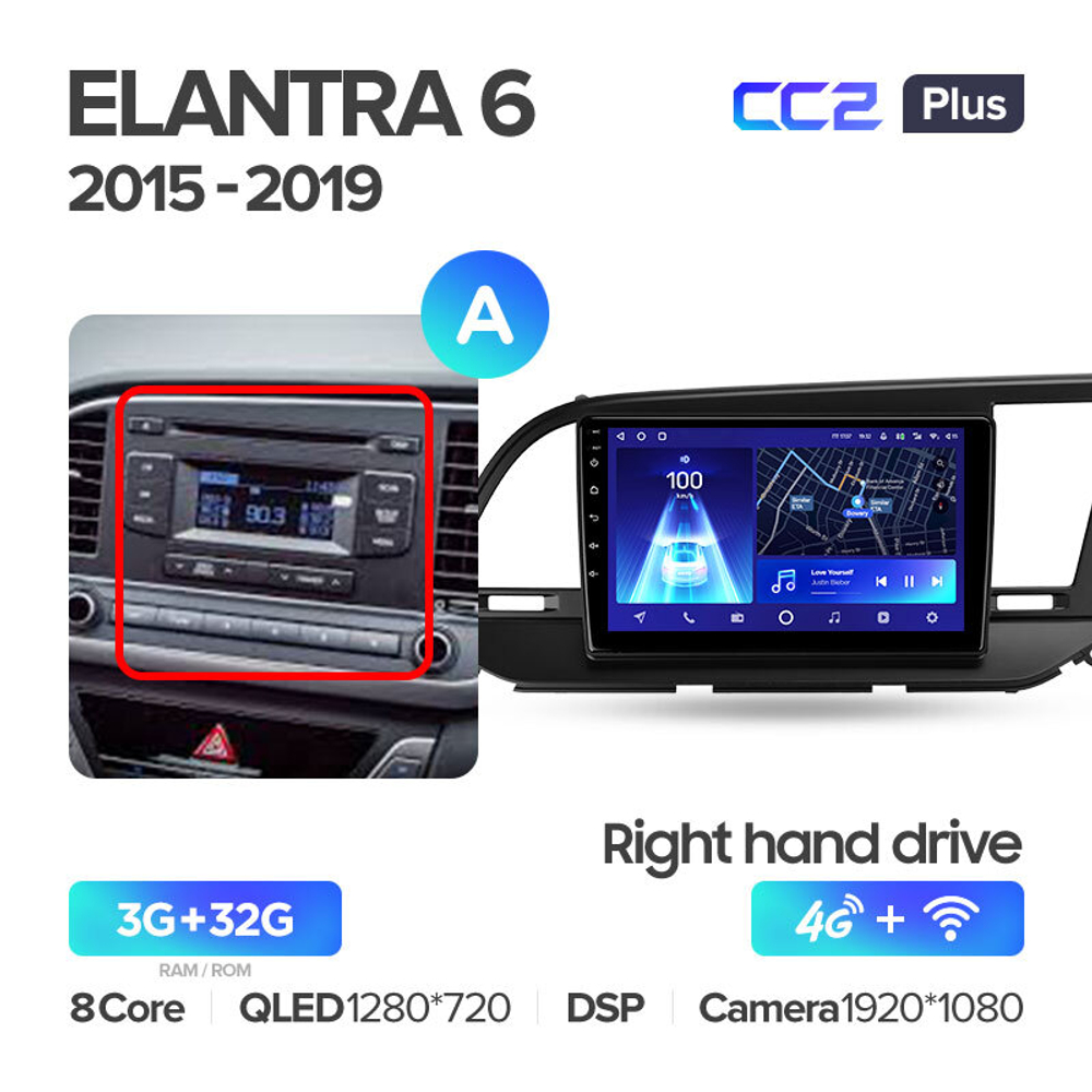 Teyes CC2 Plus 9" для Hyundai Elantra 6 2015-2019  (прав)