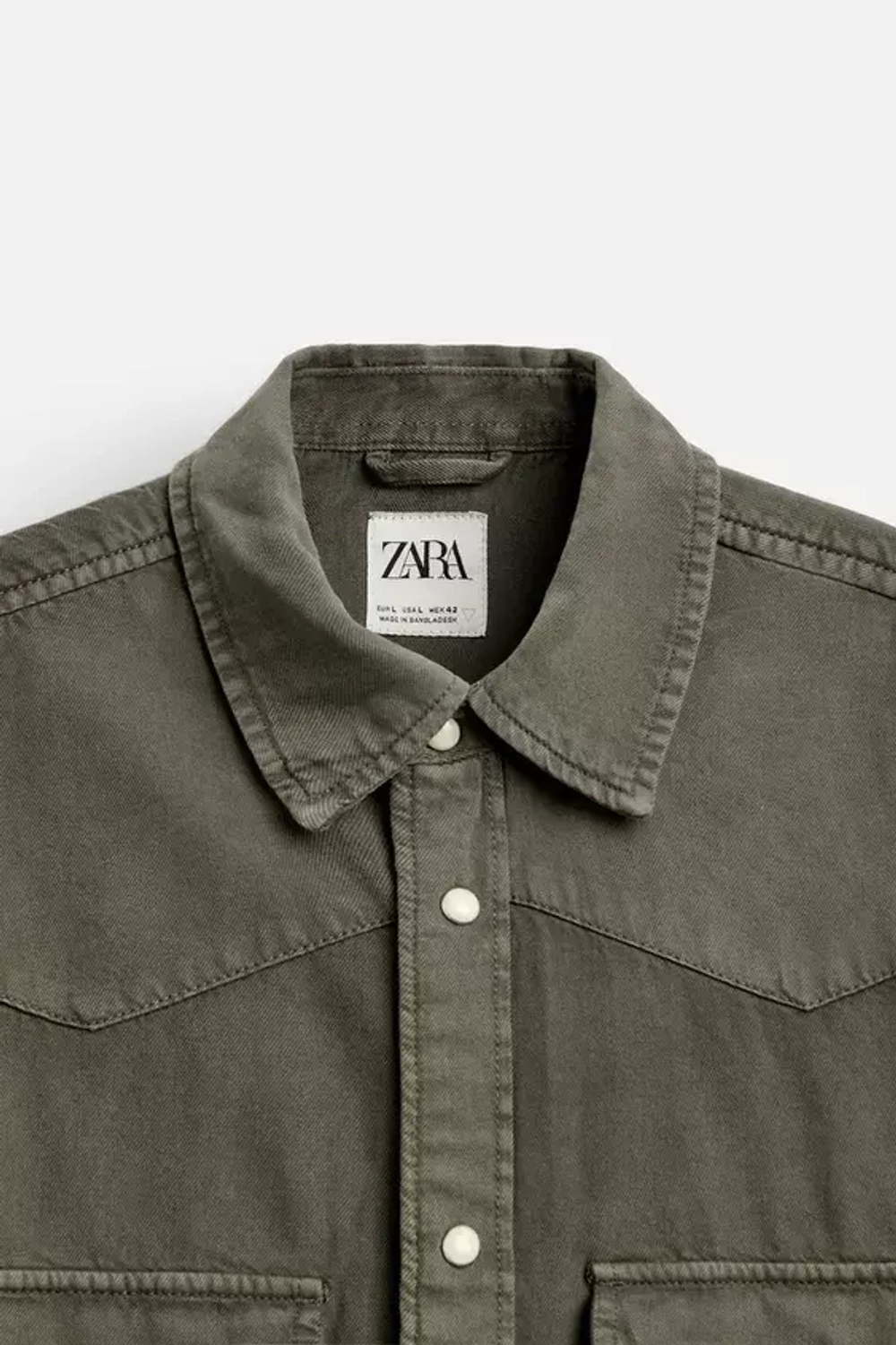 ZARА ЛЕГКАЯ ДЖИНСОВАЯ РУБАШКА, ХАКИ