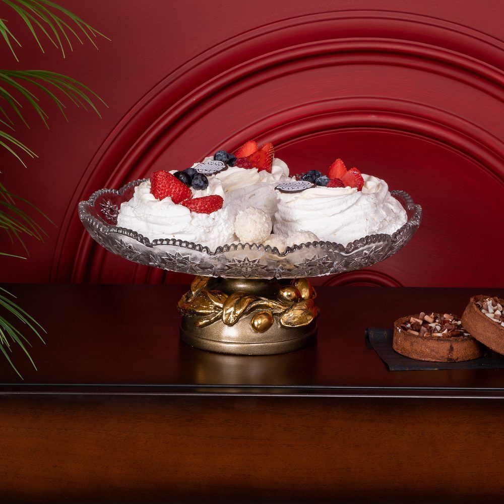 Фруктовница-конфетница Oliva Branch (Олива Бранч) со стеклянной чашей Бронза