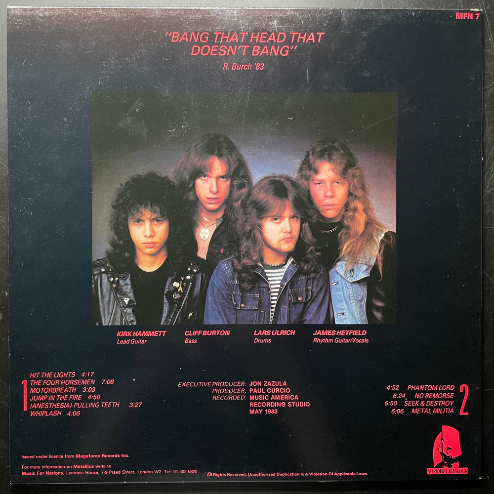 Metallica ‎– Kill 'Em All (Англия 1986г.)
