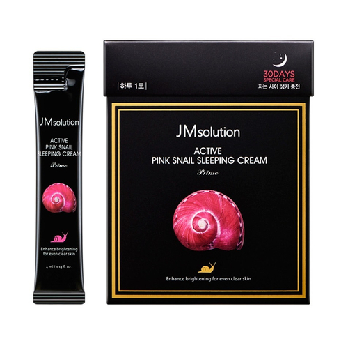 [JM Solution] Active Pink Snail Sleeping Cream Prime - Ночная крем-маска с муцином улитки, 4 мл