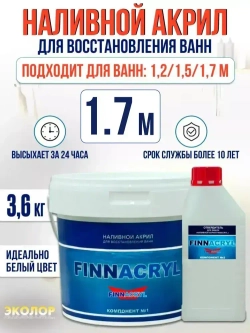 Жидкий акрил для ванны Finnacryl 1,2-1,7 м. 3,6 кг