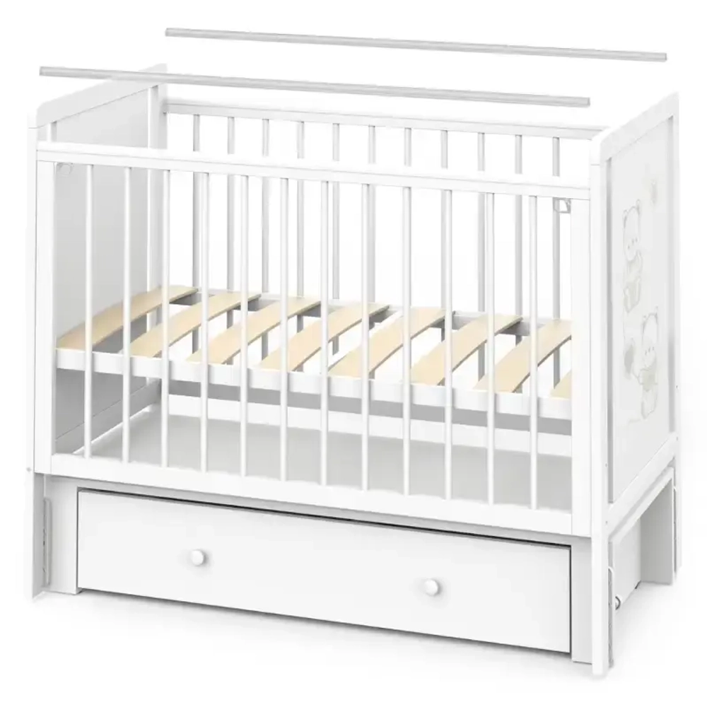 Кровать детская Indigo Happy Friends маятник на колесах, ящик