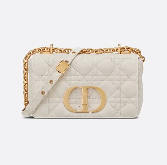 Сумка Dior Caro, модель большого формата кремовый