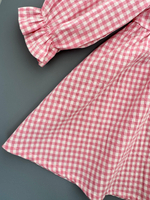 Платье из варёного хлопка в клетку виши, цвет розовый