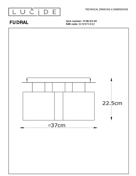 Потолочная люстра Lucide Fudral 74115/03/30