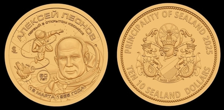 Княжество Силенд 10 долларов 2025 №2 История Российской Космонавтики - Алексей леонов