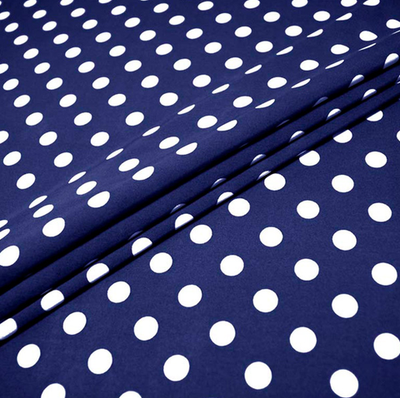 Ткань плательная Кашибо белый горох на тёмно-синем, d 1,2 см