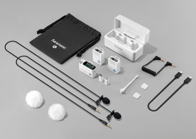 Беспроводная система Saramonic Ultra 04, 2TX + RX, 3.5мм / USB-C / Lightning, с петличками, белая