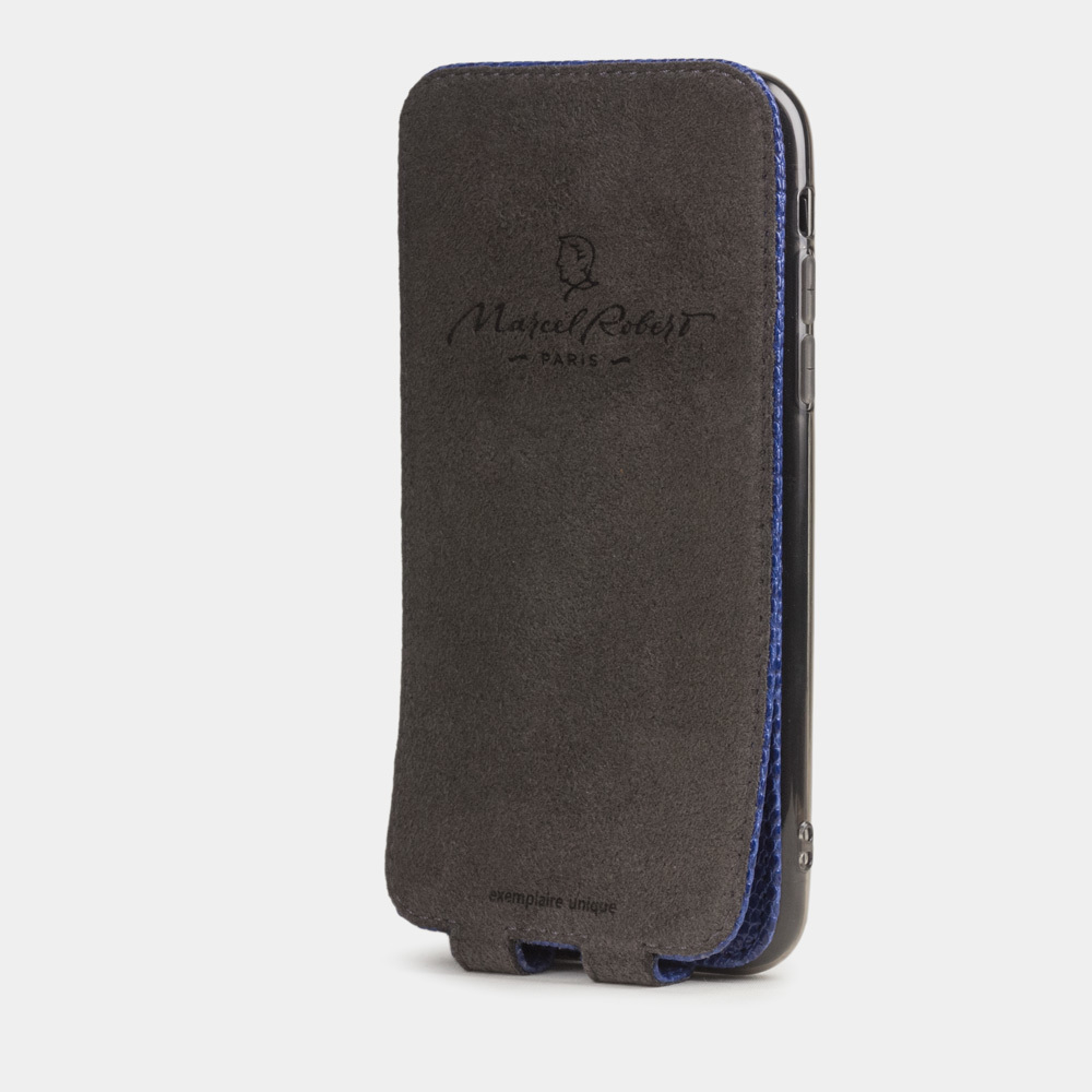 Special order: Чехол для iPhone 11 из натуральной кожи ящерицы, синего цвета